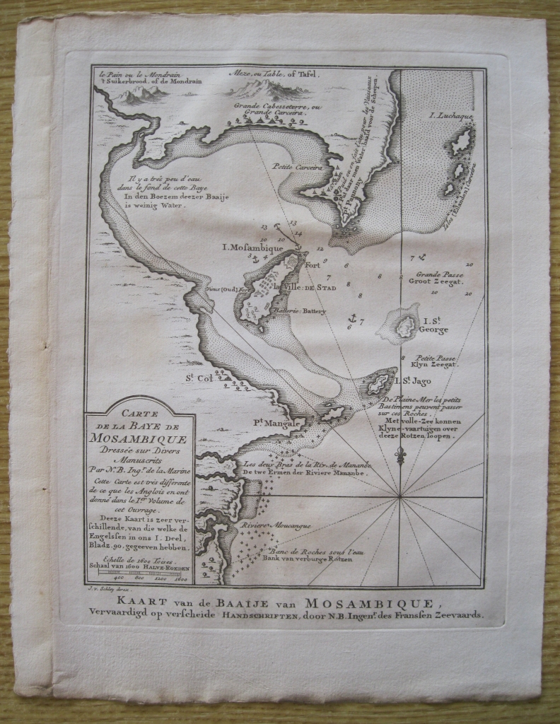 Mapa de la bahía de Mozambique (África), 1750. Bellin/Schley